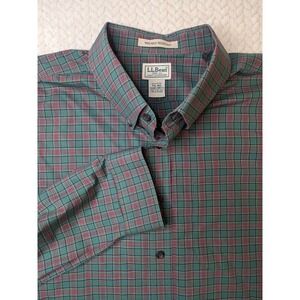 LL Bean Mens‎ XXL Regular Fit Plaid Button Down Long Sleeve Wrinkle Resistant